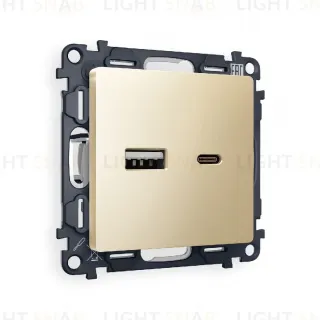 Комплект механизма розетки 2USB A+C 20W (быстрая зарядка) Ambrella Volt Alfa MA611010