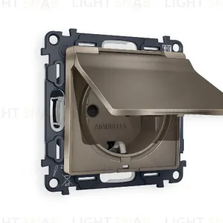 Комплект механизма розетки с/з со шторками и крышкой Ambrella Volt Alfa MA638010