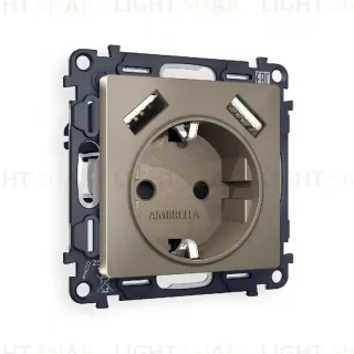 Комплект механизма розетки 2USB A+A 18W (быстрая зарядка) с/з Ambrella Volt Alfa MA639010