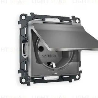 Комплект механизма розетки с/з со шторками и крышкой Ambrella Volt Alfa MA658010