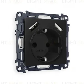 Комплект механизма розетки 2USB A+A 18W (быстрая зарядка) с/з Ambrella Volt Alfa MA809010