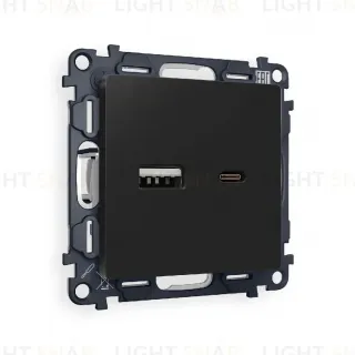 Комплект механизма розетки 2USB A+C 20W (быстрая зарядка) Ambrella Volt Alfa MA811010