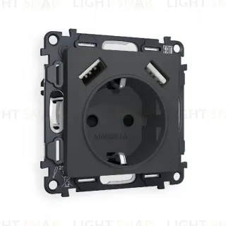 Комплект механизма розетки 2USB A+A 18W (быстрая зарядка) с/з Ambrella Volt Alfa MA909010