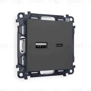 Комплект механизма розетки 2USB A+C 20W (быстрая зарядка) Ambrella Volt Alfa MA911010