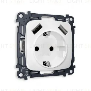 Комплект механизма розетки 2USB A+A 18W (быстрая зарядка) с/з Ambrella Volt Omega MO129010