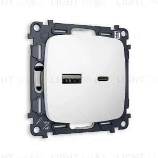 Комплект механизма розетки 2USB A+C 20W (быстрая зарядка) Ambrella Volt Omega MO131010