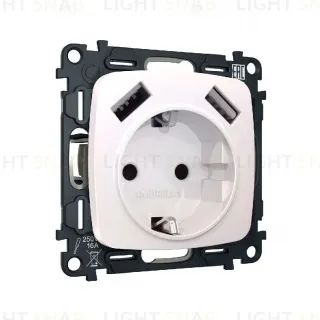 Комплект механизма розетки 2USB A+A 18W (быстрая зарядка) с/з Ambrella Volt Omega MO209010