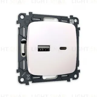 Комплект механизма розетки 2USB A+C 20W (быстрая зарядка) Ambrella Volt Omega MO211010