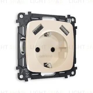 Комплект механизма розетки 2USB A+A 18W (быстрая зарядка) с/з Ambrella Volt Omega MO309010