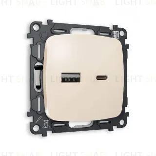 Комплект механизма розетки 2USB A+C 20W (быстрая зарядка) Ambrella Volt Omega MO311010