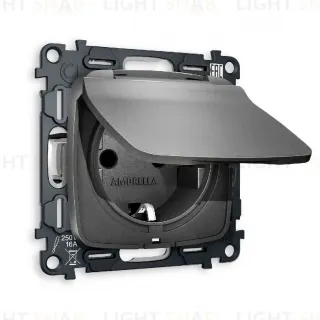 Комплект механизма розетки с/з со шторками и крышкой Ambrella Volt Omega MO658010
