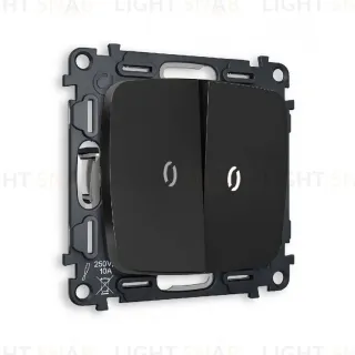 Комплект механизма 2-кл проходного выключателя с подсветкой Ambrella Volt Omega MO804035