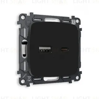 Комплект механизма розетки 2USB A+C 20W (быстрая зарядка) Ambrella Volt Omega MO811010