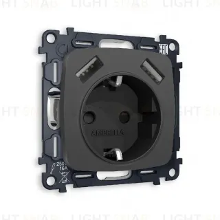 Комплект механизма розетки 2USB A+A 18W (быстрая зарядка) с/з Ambrella Volt Omega MO909010