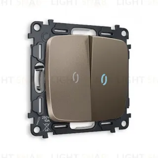 Комплект механизма 2-кл проходного выключателя с подсветкой Ambrella Volt Omega MO634040