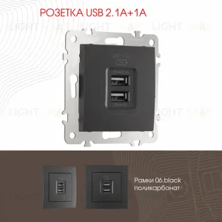 Розетка USB 2.1А+1А Arte Milano 206.46-1.black