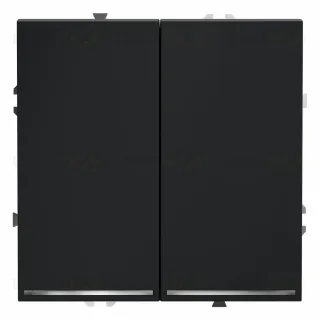 Выключатель двухклавишный с подсветкой Voltum S70 VLS020207 (графит)