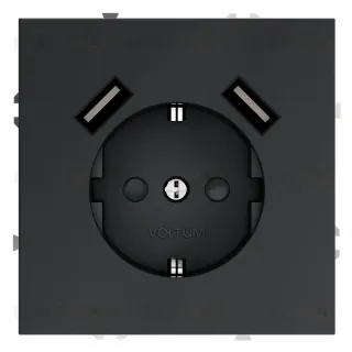 Розетка с USB, А+А Voltum S70 VLS040407 (графит)