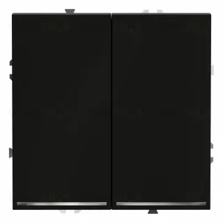 Выключатель двухклавишный с подсветкой Voltum S70 VLS020208 (черный матовый)