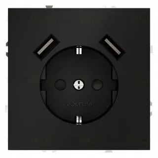 Розетка с USB, А+А Voltum S70 VLS040408 (черный матовый