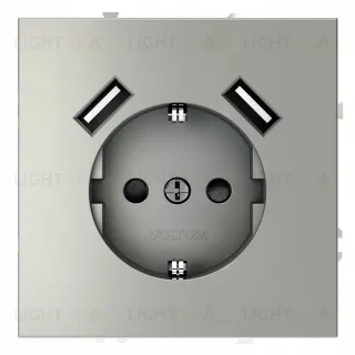 Розетка с USB, А+А Voltum S70 VLS040405 (сталь)