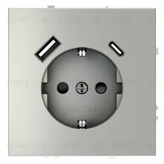 Розетка с USB, A+C Voltum S70 VLS040505 (сталь)