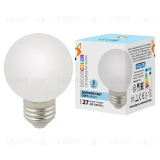 Лампа светодиодная Volpe Decor color LED-G60-3W/6000K/E27/FR/С UL-00006956