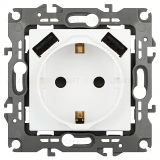 Розетка со шторами и 2 USB Эра 12-4109-01М Б0065728