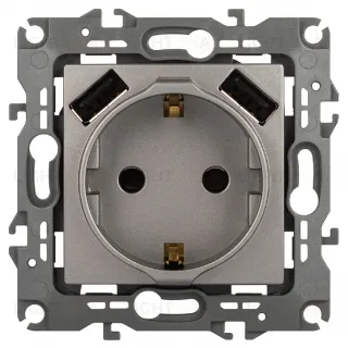 Розетка со шторами и 2 USB Эра 12-4109-16 Б0065729