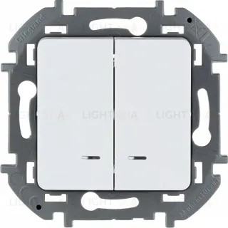 Выключатель двухклавишный с подсветкой/индикацией Legrand Inspiria 673630
