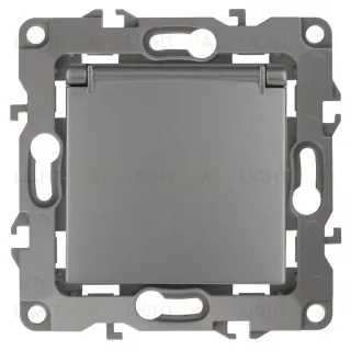 Розетка 2P+E Schuko со шторками с крышкой Эра 12-2103-12 Б0019327