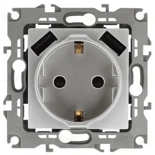 Розетка 2P+E со шторками и 2xUSB Эра 12-4109-03 Б0047842