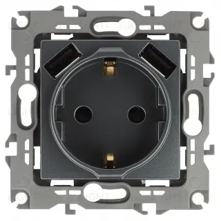 Розетка 2P+E со шторками и 2xUSB Эра 12-4109-12 Б0047846