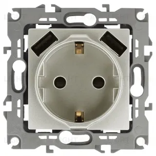 Розетка 2P+E со шторками и 2xUSB Эра 12-4109-15 Б0047849