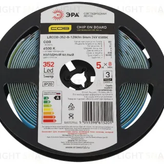 Светодиодная лента Эра LRCOB-352-8-12W/m 8mm 24V 6500K Б0053964