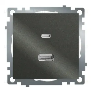 Розетка 2-местная USB + type C Stekker Катрин GLS10-7116-06 50052