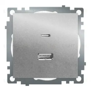 Розетка 2-местная USB + type C Stekker Катрин GLS10-7116-03 50054