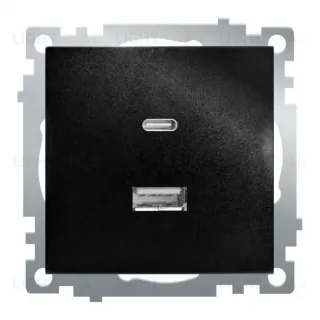 Розетка 2-местная USB + type C Stekker Катрин GLS10-7116-05 50055