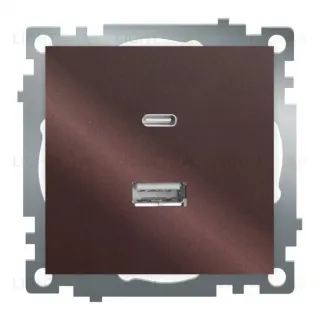 Розетка 2-местная USB + type C Stekker Катрин GLS10-7116-04 50057