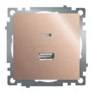 Розетка 2-местная USB + type C Stekker Катрин GLS10-7116-02 50056