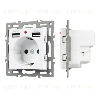 Механизм розетки с USB зарядкой Arlight SCT-MUAA-PL-WH (250V, 16A) 043733