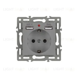 Механизм розетки с USB зарядкой Arlight SCT-MUAA-PL-GR (250V, 16A) 043735