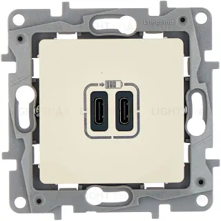 Зарядка USB C-C Legrand ETIKA Слоновая кость 672335