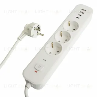 Сетевой фильтр 3-местный с/з и 2 USB-A+2 Type-C 3 Stekker Nova HM21-31-05 50101