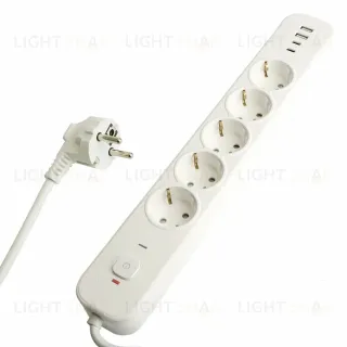 Сетевой фильтр 5-местный с/з и 2 USB-A+2 Type-C 3 Stekker Nova HM21-51-03 50103