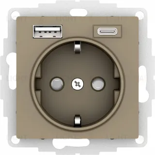 Розетка 16А с USB A+C (5В/2,4А/3 А, 2х5В/1,5А) Systeme Electric AtlasDesign ATN000532