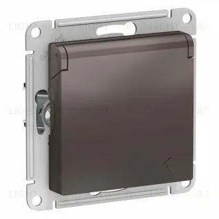 Розетка с/з, со шторками, с крышкой Systeme Electric AtlasDesign Мокко ATN000646