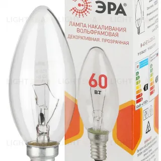 Лампа накаливания Эра B-60-E14-230-CL свечка Б0066551