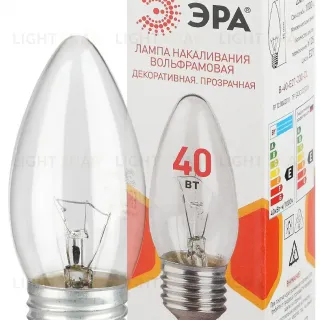 Лампа накаливания Эра B-40-E27-230-CL свечка Б0066505