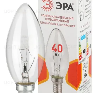 Лампа накаливания Эра B-40-E14-230-CL свечка Б0066509